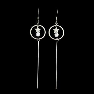 China Elegant Cubic Zirconia Drop Earrings Star Shaped Korean Style wholesale