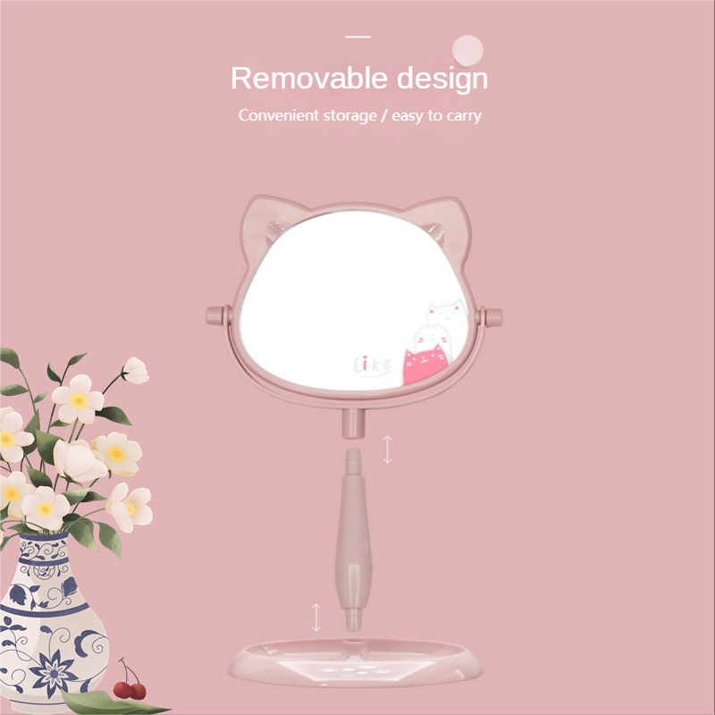 Fashionable Design Plastic and Glass Mirror Standing Desktop Makeup Mirror for Travel