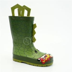 China SEDEX Green Double Handle Crocodile Print Rain Boots for Kids wholesale