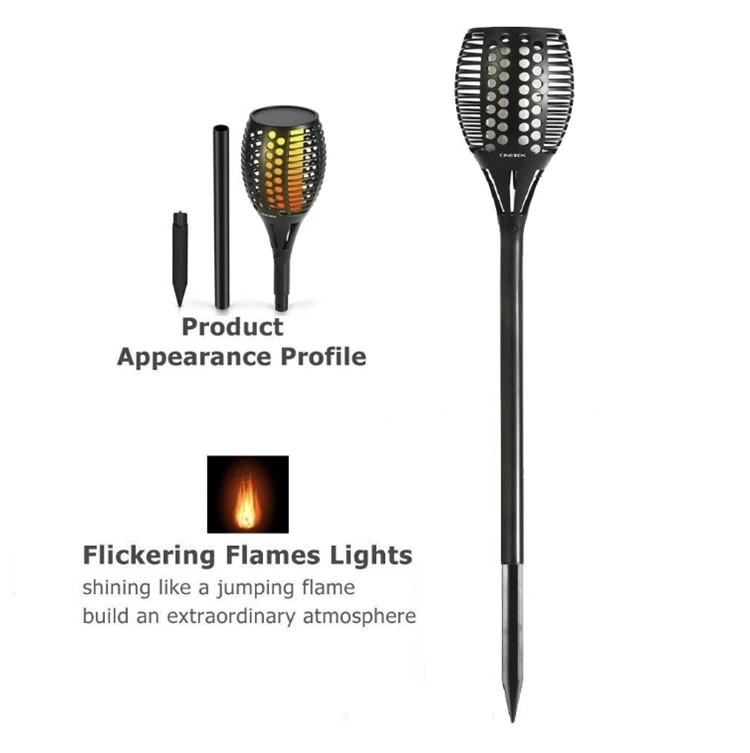 1w Flickering Flame Solar Lights , LED Solar Torch Light 8-10 Hours Lasting Time