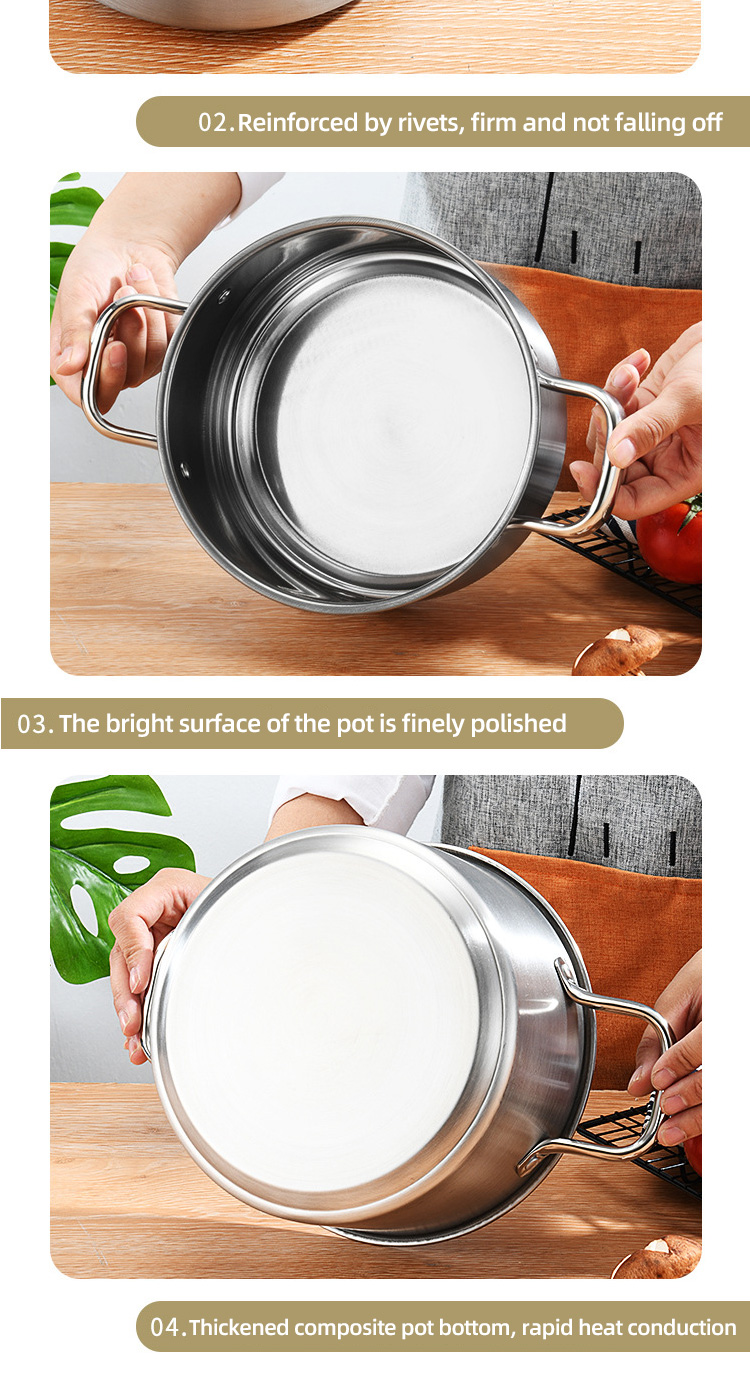 Multi-function Kitchen Cookware Cooking Pot Set Stainless Steel Cookware Sets With Thick Stainless Steel Handle