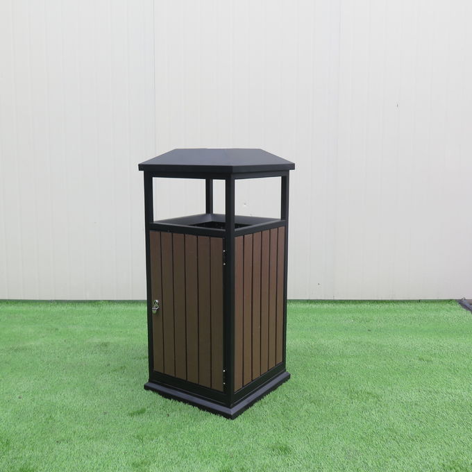 Antique 450mm Width Steel Wooden 35L Ashtray Trash Can