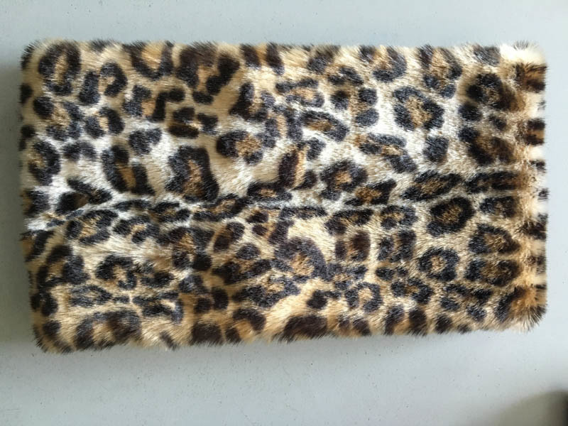 100% Acrylic Knit Infinity Scarf Faux Fur Animal Printing With Nylon Satin Lining