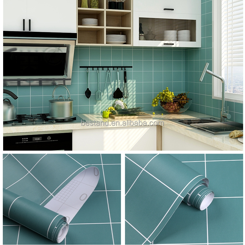 Moisture-Proof 3D Adhesive Wall Tile Stickers Geometric Design Patterns Wallpaper for Kitchen Bathroom