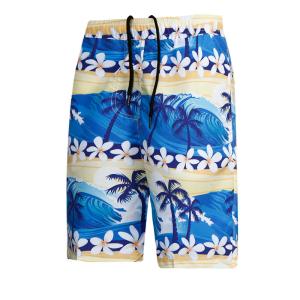 China Fast Drying Sea Waves Pattern Men'S Blue XXL SUP Board Shorts wholesale