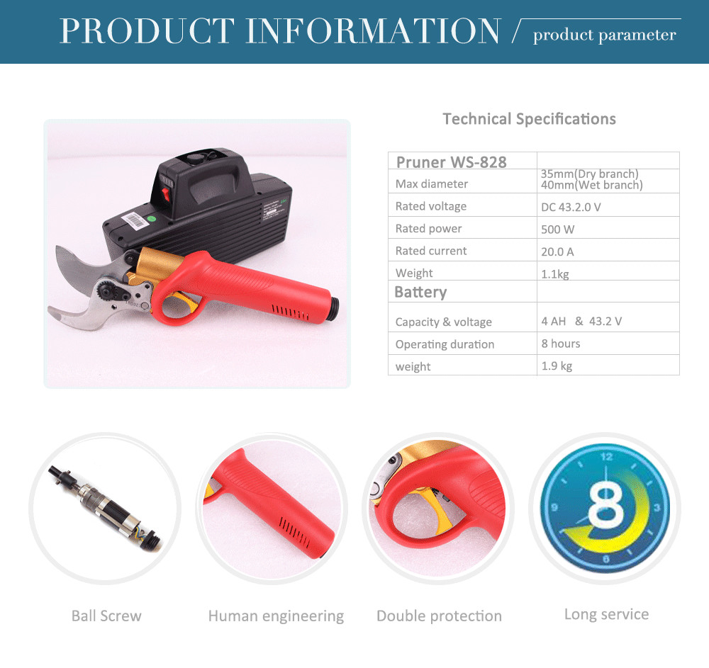 Swansoft 4.0CM Electric Pruner Lemon Tree Branches Cutting Electric Pruning Shears
