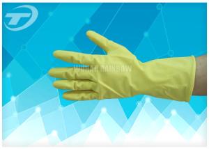 China 100% Natural Latex Household Gloves With Dipped Flocklined Washing Rubber Gloves wholesale