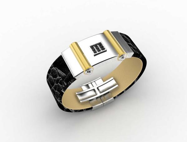 Top Quality Europe Fashion Stainless Steel Genuine Leather Silicone Bangle