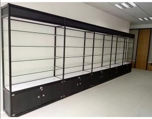 China Goods Showcase Glass Cabinet Supermarket Wall Glass Display Case wholesale