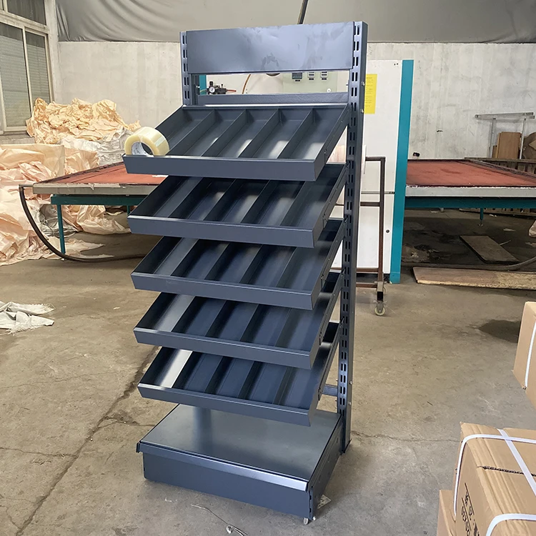 Factory Custom Size Color logo frosted gray hardware store shelves pharmacy shelves rack