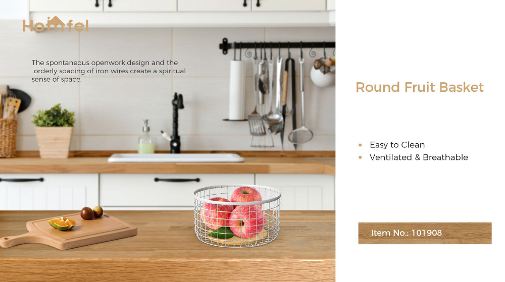Sustainable Fruit Bowl Bread Basket Kitchen Metal Wire Storage Rack 2 Tier