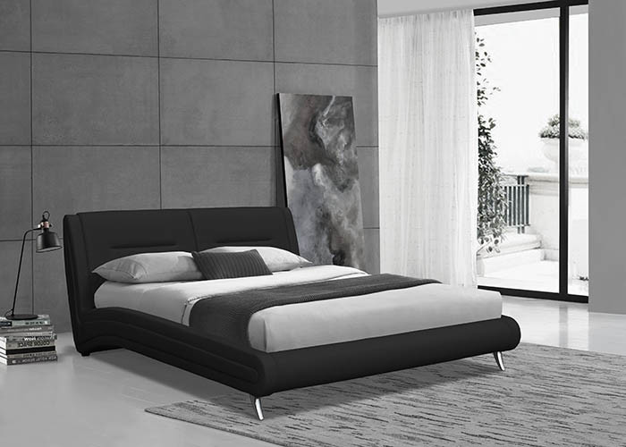 PU Leather Upholstered Platform, Full size bed frame, Wood Slat Support