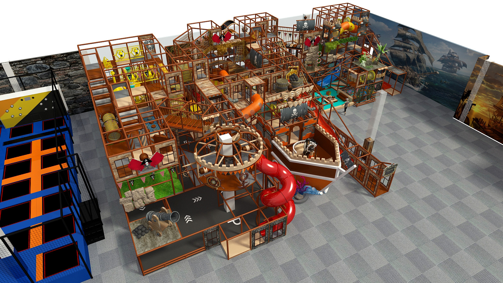 Commerical Kids Trampoline Park Equipment For Shopping Mall Indoor Playgrounds