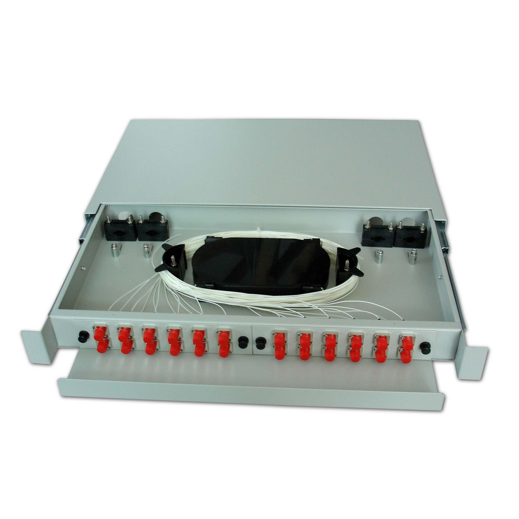 24 SC 19inch Fiber Optic Termination Box 1U Sliding Panel