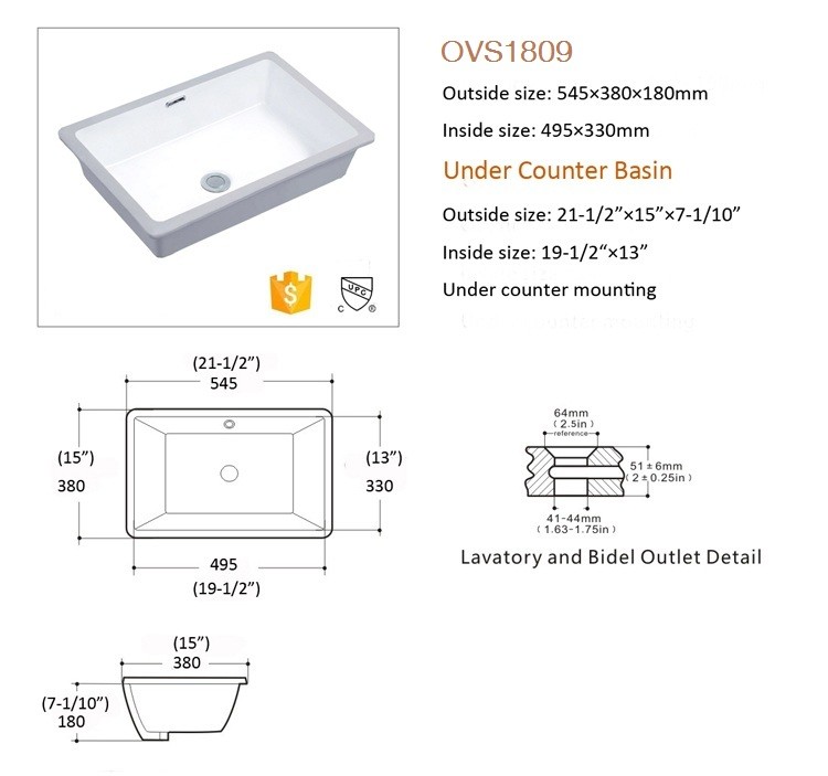 Washroom Undermount Vanity Sink Bowl White Solid Surface Streamlined