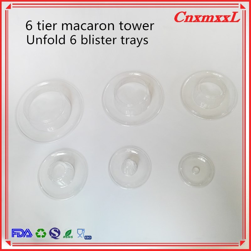 Plastic Pyramid Display Case 6 Tier Macaron Display Tower Case With Acrylic Base