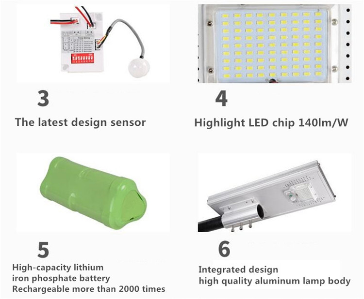 Motion Sensor Solar Parking Lot Lights With Pole 100w 2700k-6500k Color Temperature