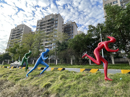 Ride Bicycle Painting Outdoor Garden Sculptures Art Metal Colorful