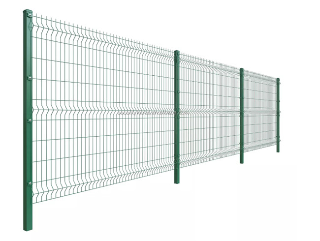 50*200mm Pvc Coated Wire Mesh Fence 3d Curved Welded With Peach Post
