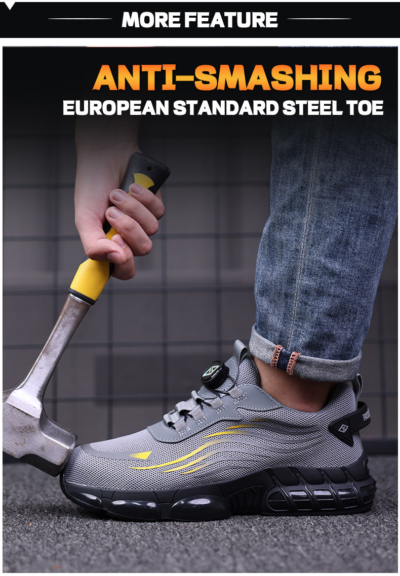 Industrial Safety Shoes Black Flying Knit Work Shoes BOA Button Safety Shoes TPU Work Shoes Midsole Kevlar