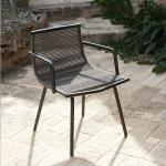 Metal Minimalist Garden Set AJUNION Aluminum Dining Chair Rope Weave Outdoor