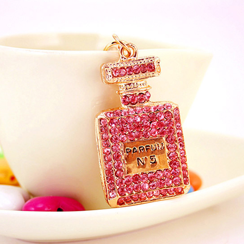 Silkscreen Key Chain Ornaments , OEM 5cm Perfume Bottle Keyring