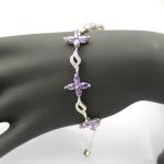 925 Silver Jewellery Quatrefoil Amethyst Cubic Zircon Tennis Bracelet (B04PURPLE