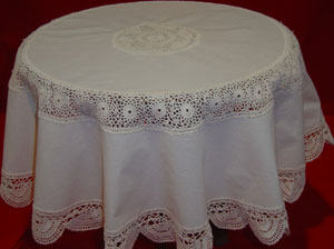 christmas tablecloths cotton and linen, Tablemat, Corcheted Lace Table linen, Tablecloth