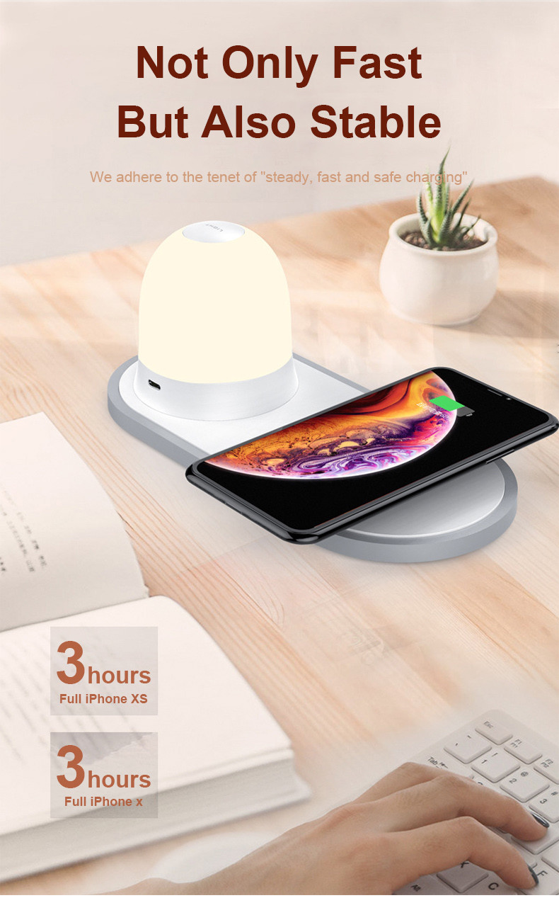 Qi Wireless Charger 10W Fast Charging PAD for Mobile Phone With LED night Light