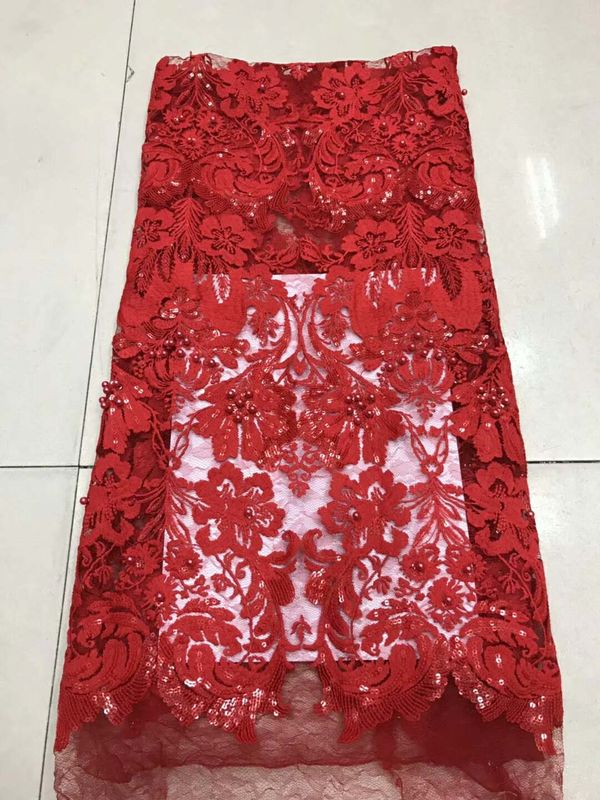 Shiny Sequin Embroidered Floral Beaded Bridal Lace Fabric Light And Transparent Texture