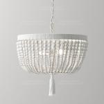 Weathered White wood beads chandelier lighting Pendant bedroom white chandelier