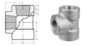 China Stainless Steel 2 Inch 2000 PSI Threaded Reducing Tee wholesale