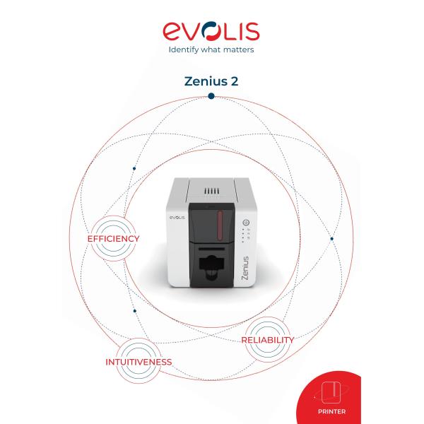 Evolis Zenius 2 Card Printer with 300 Dpi Resolution Single-sided Printing and USB 2.0 Connectivity