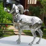 Stainless Steel Bighorn Sheep Sculpture
