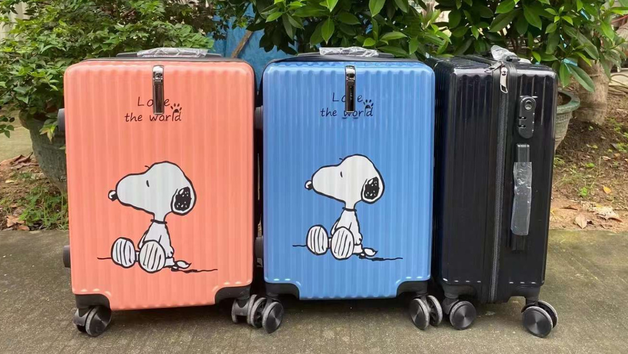 Popular Women'S Travel Luggage Set Fashionable 056 New Detachable Pouch With Spinner For Children'S Carton Suitcase Whee