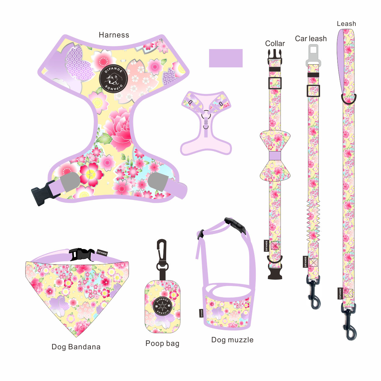 No Neck Injuries Leather Dog Harness Set Customizable Fit Resist Fraying
