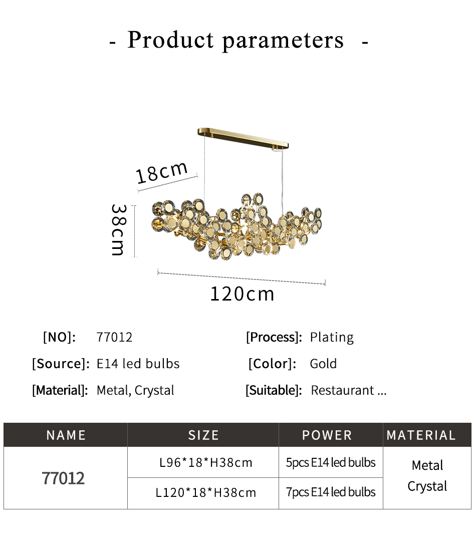 LED chandeliers home decor gold crystal lamp living room rectangular high ceiling lamp(WH-CY-238)