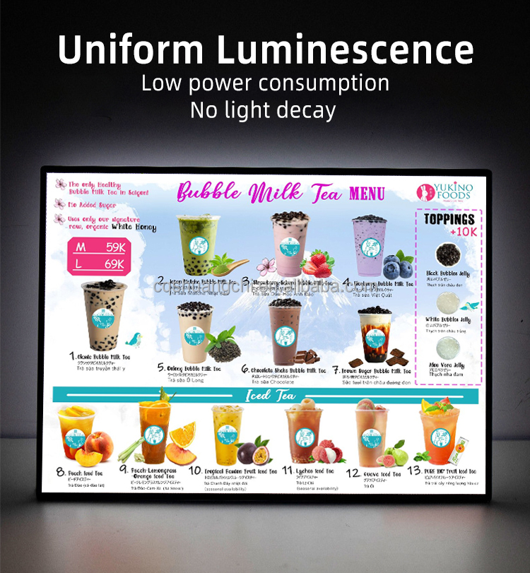 9mm Thickness Aluminum Frame Ultra Slim Light Box for Fast Food Advertising Posters