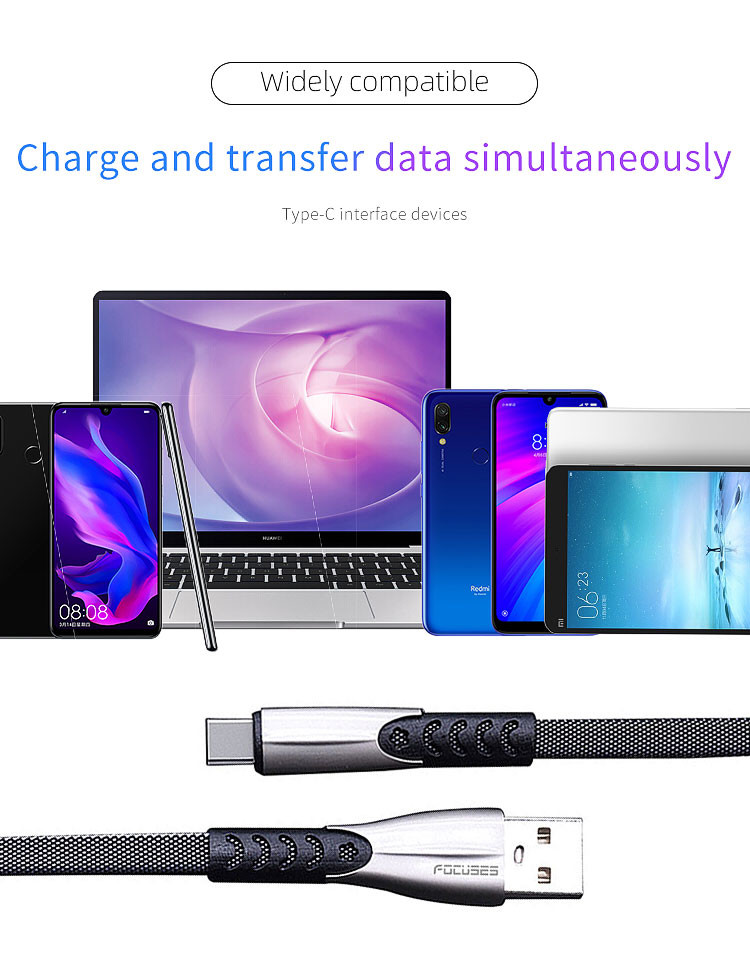 USB 2.0 Type C Cable OD 3.5mm USB C To USB Data Cable For Andriod Phone