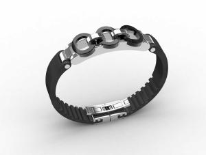 China Top Quality Europe Fashion Stainless Steel Genuine Leather Silicone Bangle Bracelet ADB85 wholesale