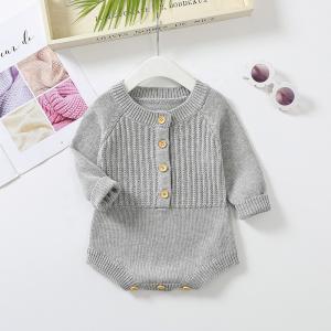China Baby Boys And Girls Knitted Romper Babies Sweater Jumpsuit Unisex Solid Kids Clothing Bodysuit Long Sleeve wholesale