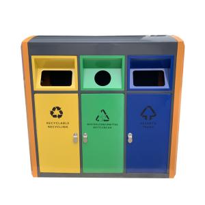 China Powder Coating 3 Compartments 30L Metal Recycling Bin wholesale