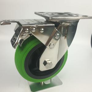 China 8 Inch Soft Green Wheel 300kg Loading Heavy Duty Stainless Steel Swivel Lock Casters 304 wholesale
