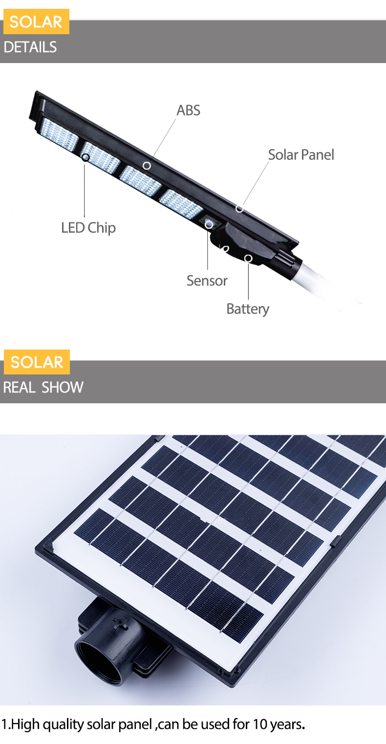 Solar Panel Power 10W/6V 120W Outdoor Smart LED Street Light For Garden Lighting