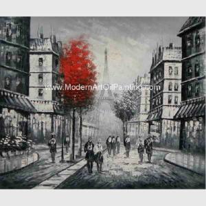 China Paris Painting Black And White , Impression Palette Knife Landscape Painting wholesale