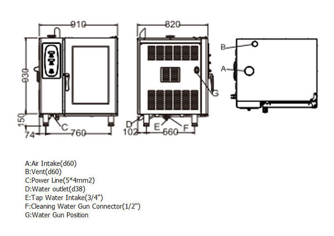 18.5kw Commercial Convection Steam Oven , 380V Multifunction Steam Oven 2 Doors Double Lock
