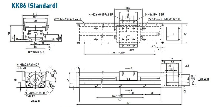 High Speed Ball Screw Drive Linear Guide KK Module Hiwin Replacement KK86 Series 2