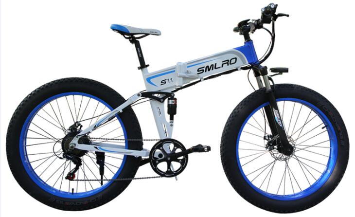 Folding Electric Snow Bike , 26 Inch Electric Fat Tire Mountain Bike Aluminum