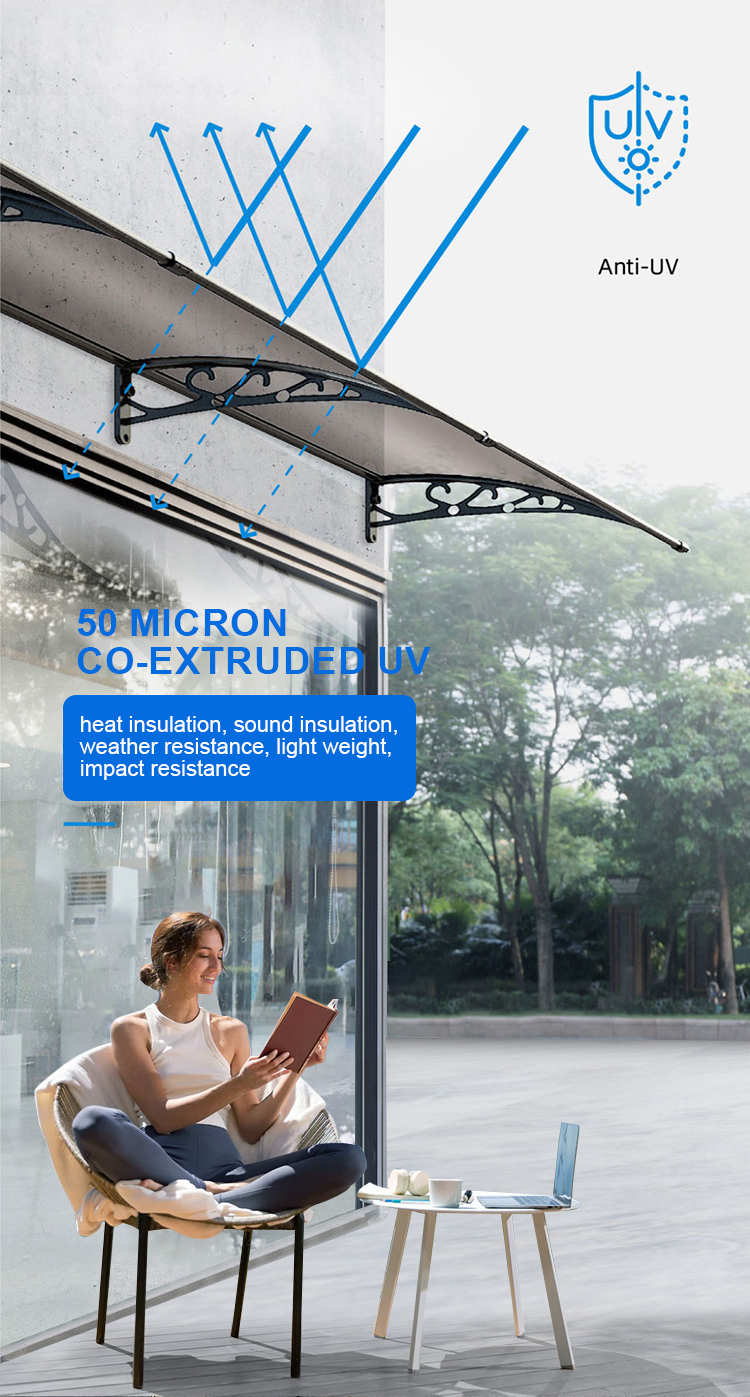 Waterproof Polycarbonate Canopy Awning Anti UV Polycarbonate Sheet Awning