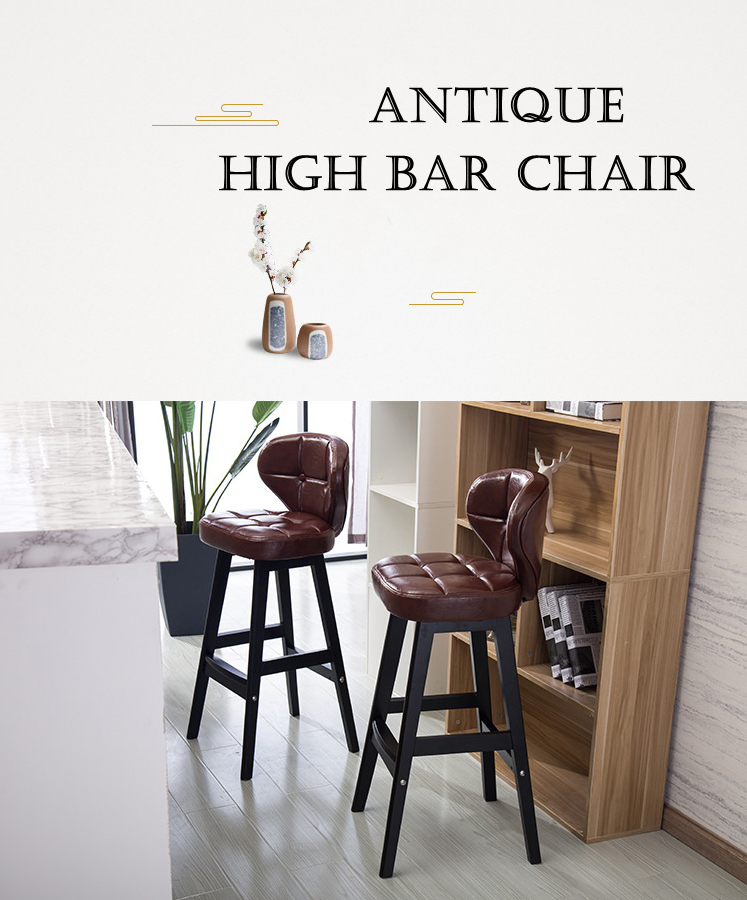 Mail packing Y Modern Antique Upholstered Wooden Bar Chair Stools Leather High Chair for Bar Table at Affordable